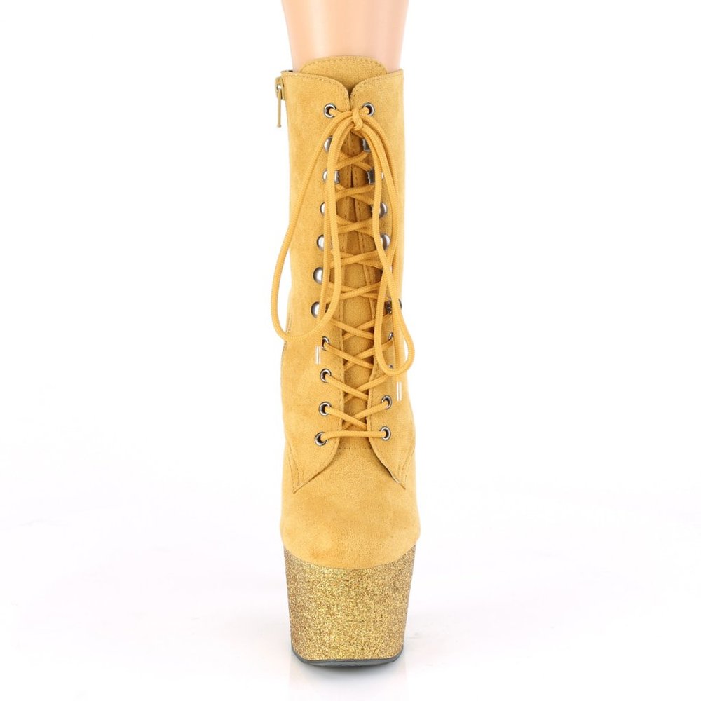 Suede Glitter Platform Lace Up Ankle Boots - Picture 4 of 5